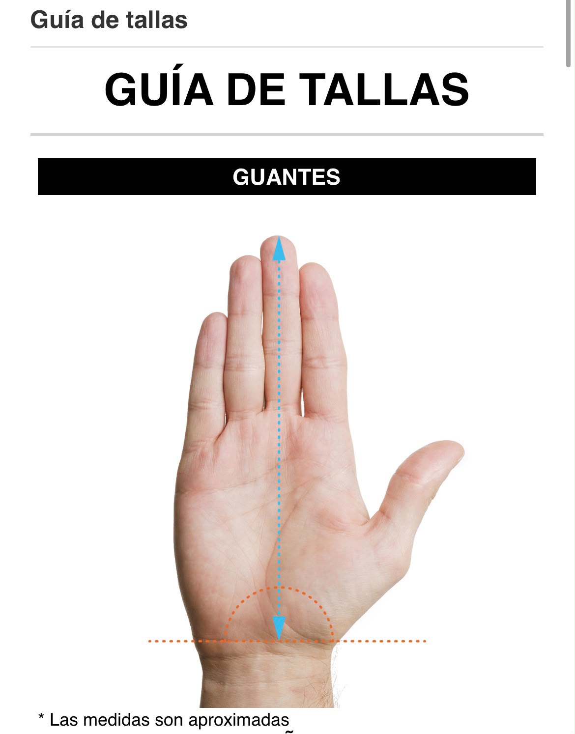 Guía de tallas Rinat — tabla de medidas